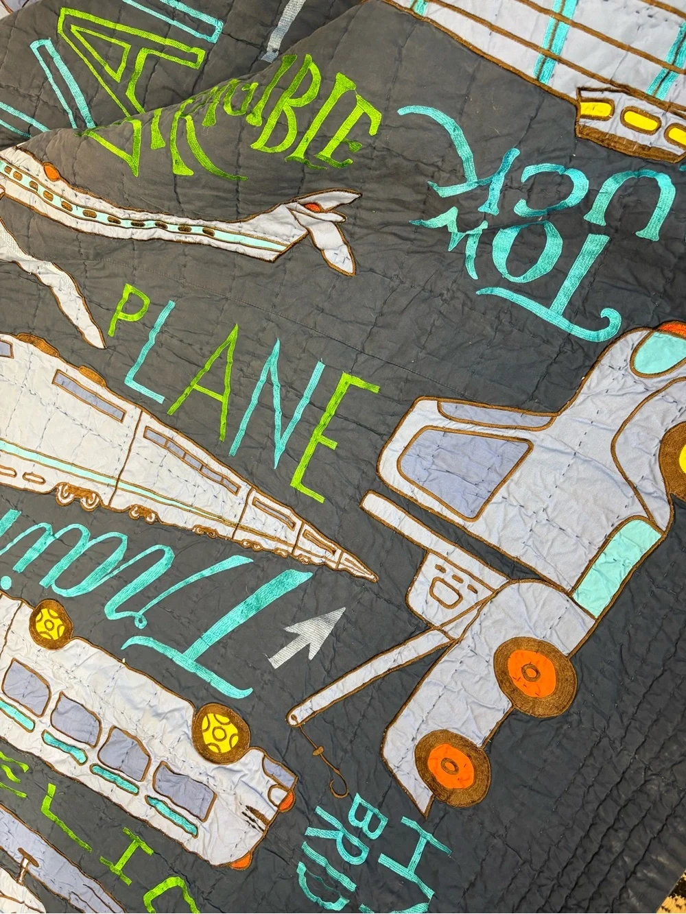 Land of Nod Blue and Green Quilt queen